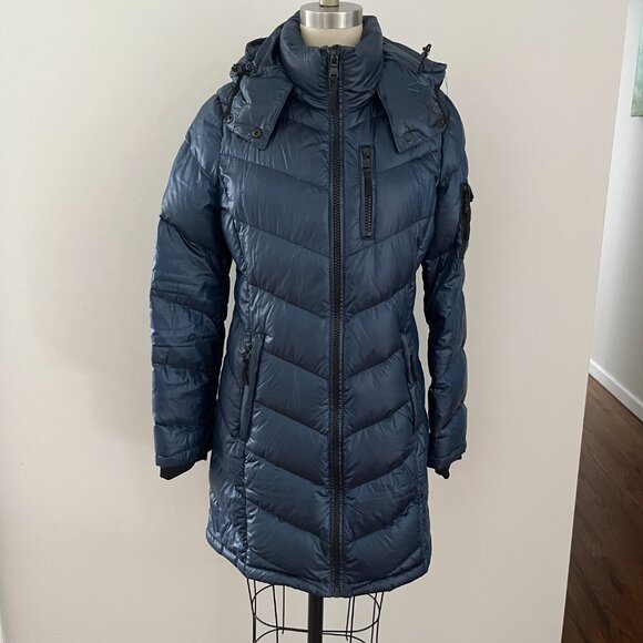 Andrew Marc Packable Lightweight Premium Down Puffer Jacket Removable Hoodie S - Picture 1 of 9